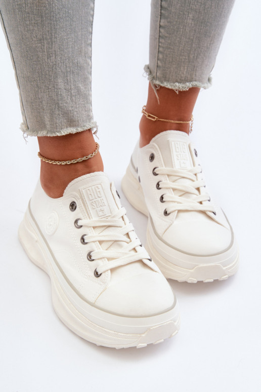 Sapatos femininos com sola maciça da moda Big Star NN274126 cor branca