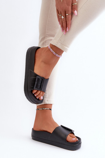 Chinelos leves com plataforma de fivela Big Star NN274A662 preto 2