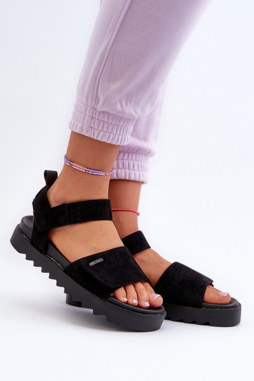 Sandálias de camurça com plataforma Big Star NN274700 pretas Sandálias de camurça com plataforma Big Star NN274700 pretas