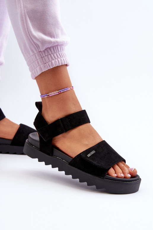 Sandálias de camurça com plataforma Big Star NN274700 pretas Sandálias de camurça com plataforma Big Star NN274700 pretas
