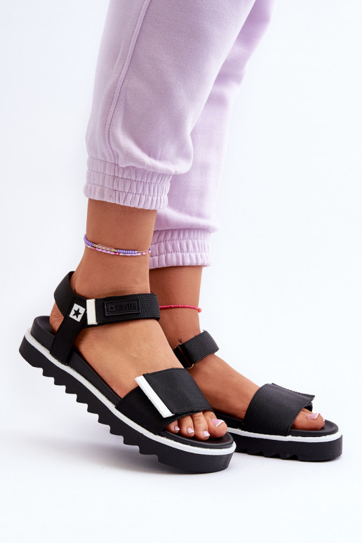 Sandálias femininas com plataforma Big Star NN274778 preta Sandálias femininas com plataforma Big Star NN274778 preta