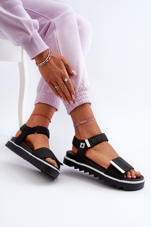 Sandálias femininas com plataforma Big Star NN274778 preta Sandálias femininas com plataforma Big Star NN274778 preta