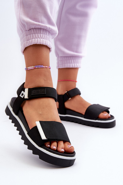Sandálias femininas com plataforma Big Star NN274778 preta Sandálias femininas com plataforma Big Star NN274778 preta