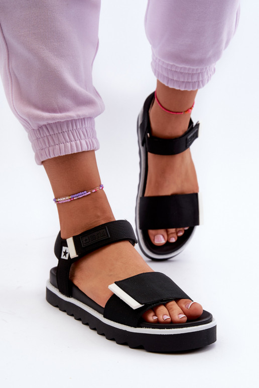 Sandálias femininas com plataforma Big Star NN274778 preta Sandálias femininas com plataforma Big Star NN274778 preta