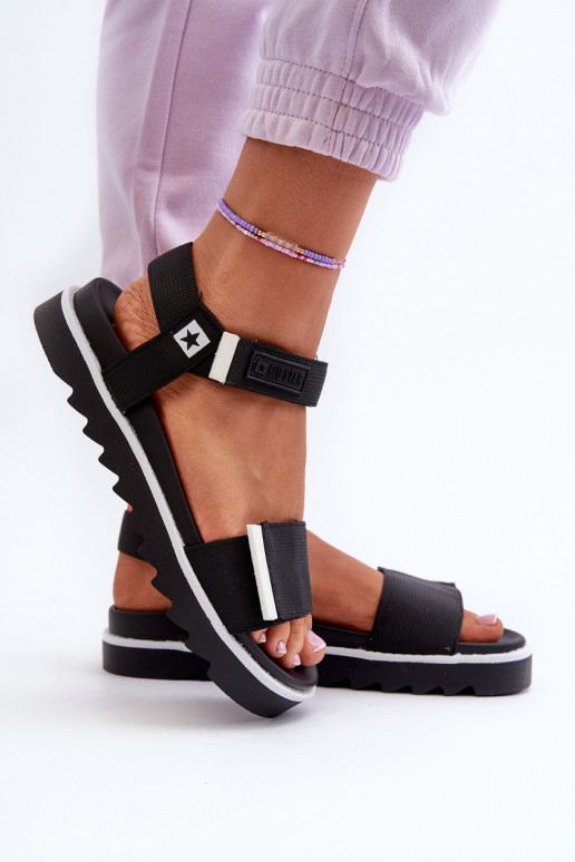 Sandálias femininas com plataforma Big Star NN274778 preta Sandálias femininas com plataforma Big Star NN274778 preta