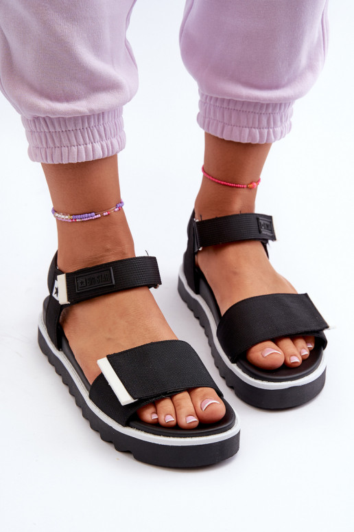 Sandálias femininas com plataforma Big Star NN274778 preta Sandálias femininas com plataforma Big Star NN274778 preta