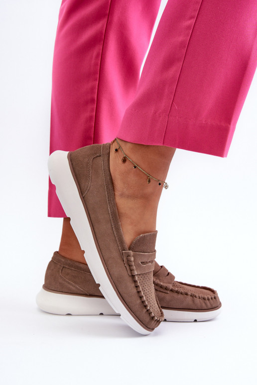 Mocassins de camurça com plataforma Sergio Leone SP012 castanho