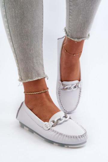 mocassins femininos com enfeites cor branca S.Barski LR339