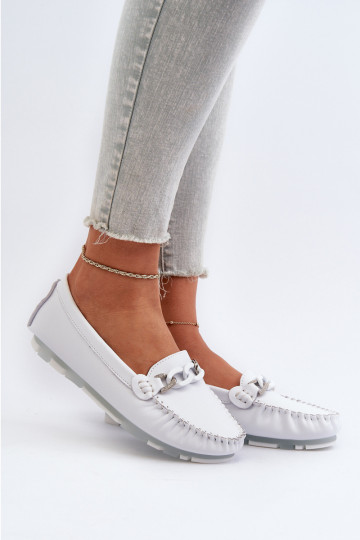 mocassins femininos com enfeites cor branca S.Barski LR339 2