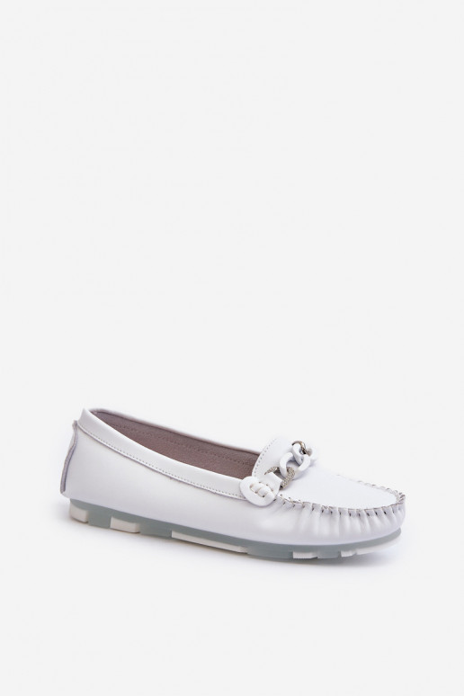 mocassins femininos com enfeites cor branca S.Barski LR339