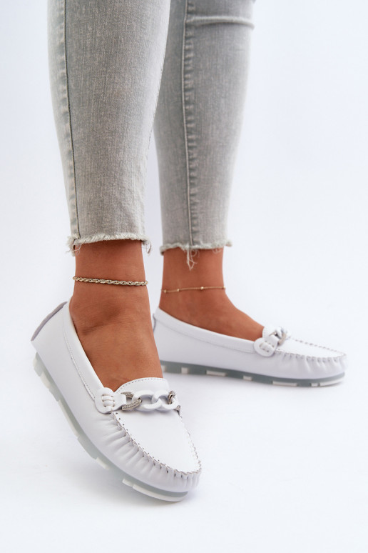 mocassins femininos com enfeites cor branca S.Barski LR339