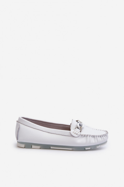 mocassins femininos com enfeites cor branca S.Barski LR339