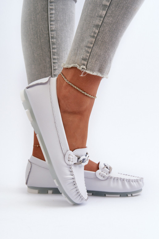 mocassins femininos com enfeites cor branca S.Barski LR339