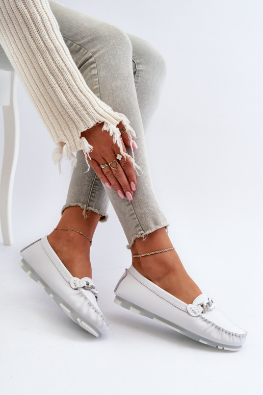 mocassins femininos com enfeites cor branca S.Barski LR339