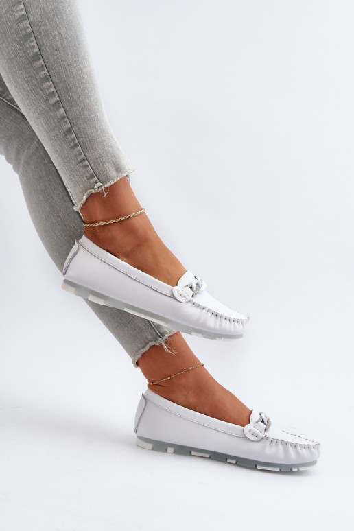 mocassins femininos com enfeites cor branca S.Barski LR339