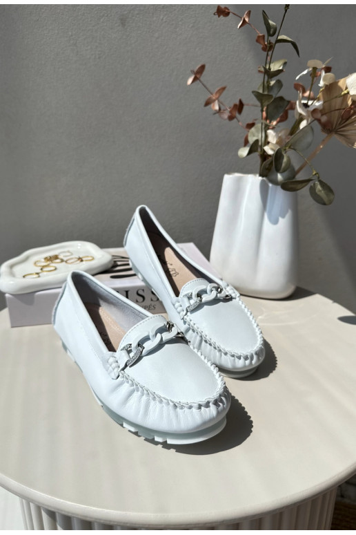 mocassins femininos com enfeites cor branca S.Barski LR339