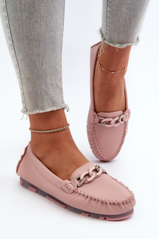 mocassins femininos com enfeites cor rosa S.Barski LR339