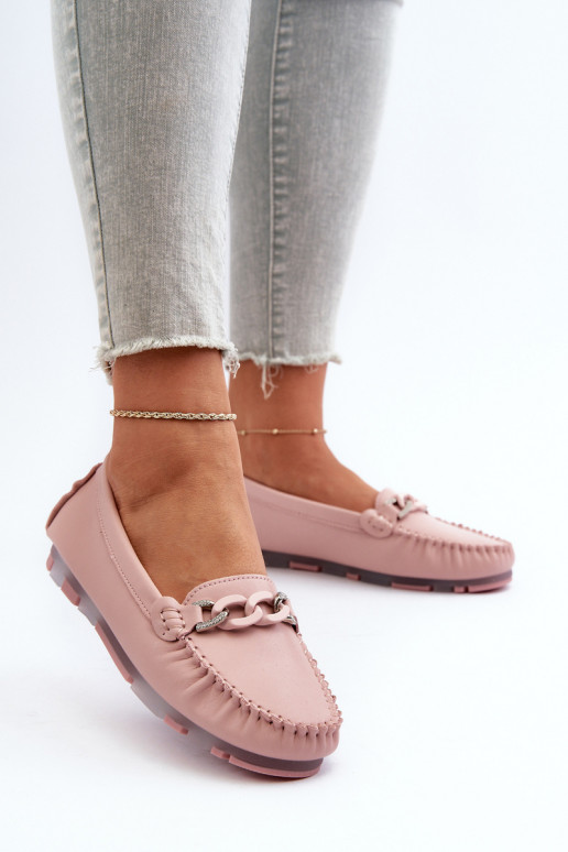 mocassins femininos com enfeites cor rosa S.Barski LR339