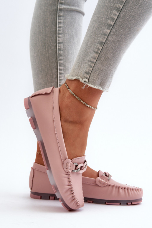 mocassins femininos com enfeites cor rosa S.Barski LR339