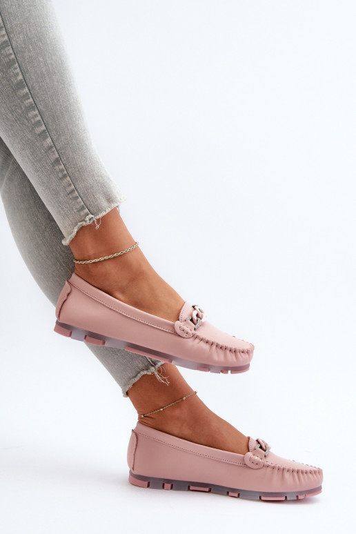 mocassins femininos com enfeites cor rosa S.Barski LR339