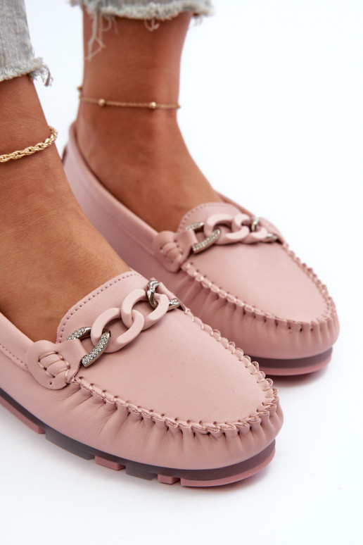 mocassins femininos com enfeites cor rosa S.Barski LR339