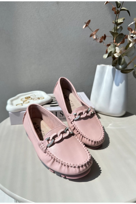 mocassins femininos com enfeites cor rosa S.Barski LR339