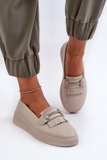 mocassins femininos com plataforma bege S.Barski LR590