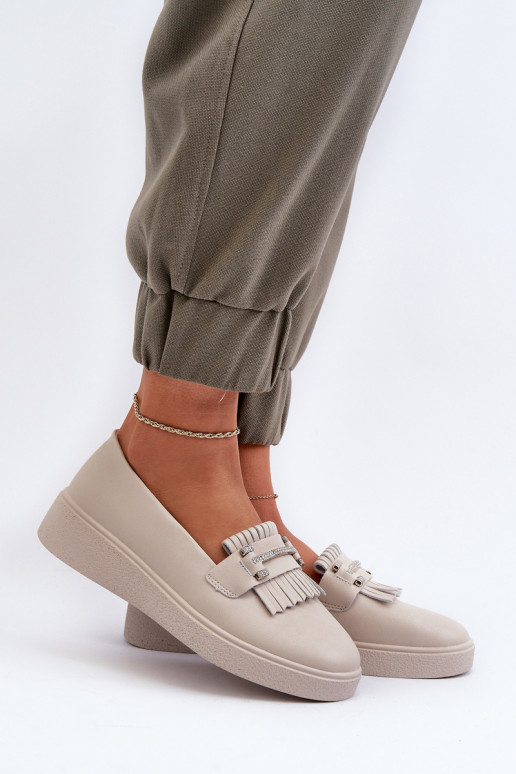 mocassins femininos com plataforma bege S.Barski LR590 mocassins femininos com plataforma bege S.Barski LR590