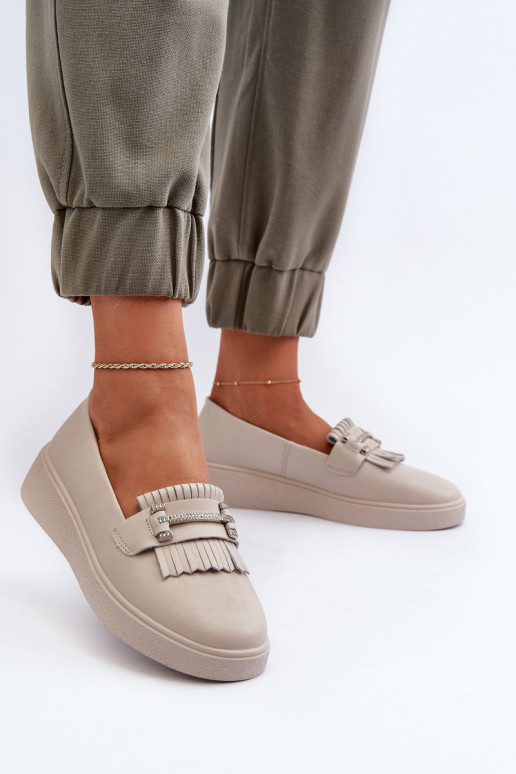 mocassins femininos com plataforma bege S.Barski LR590 mocassins femininos com plataforma bege S.Barski LR590