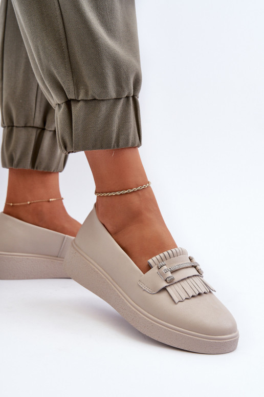 mocassins femininos com plataforma bege S.Barski LR590 mocassins femininos com plataforma bege S.Barski LR590