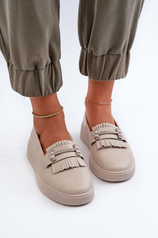 mocassins femininos com plataforma bege S.Barski LR590 mocassins femininos com plataforma bege S.Barski LR590