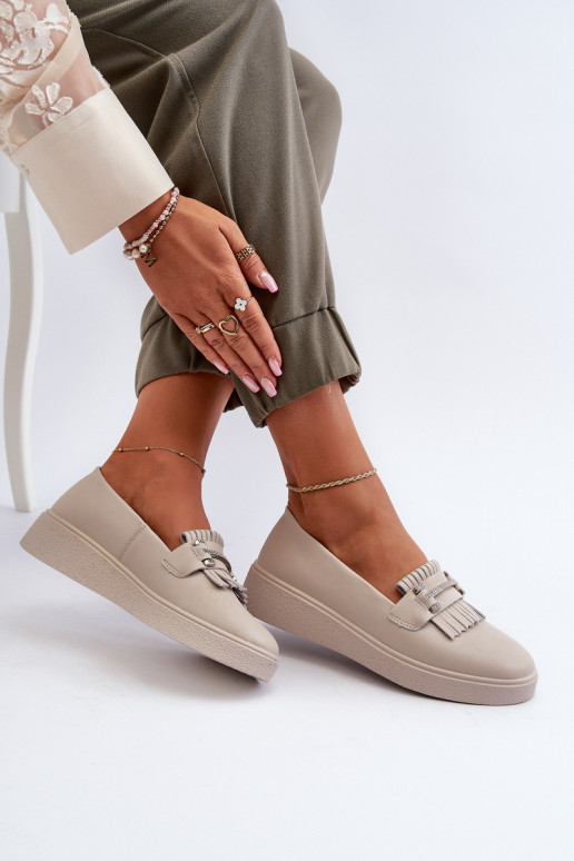 mocassins femininos com plataforma bege S.Barski LR590 mocassins femininos com plataforma bege S.Barski LR590