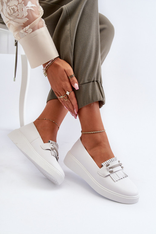 mocassins femininos com plataforma na cor branca S.Barski LR590 mocassins femininos com plataforma na cor branca S.Barski LR590