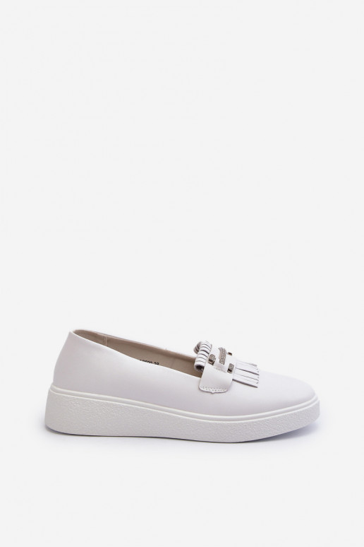 mocassins femininos com plataforma na cor branca S.Barski LR590