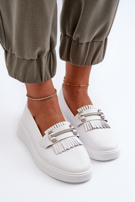 mocassins femininos com plataforma na cor branca S.Barski LR590