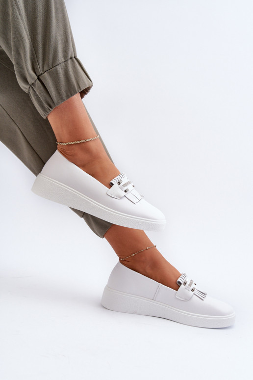 mocassins femininos com plataforma na cor branca S.Barski LR590 mocassins femininos com plataforma na cor branca S.Barski LR590