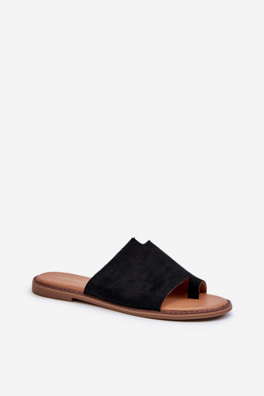 chinelos de camurça cor preta Amite chinelos de camurça cor preta Amite