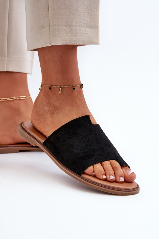 chinelos de camurça cor preta Amite chinelos de camurça cor preta Amite