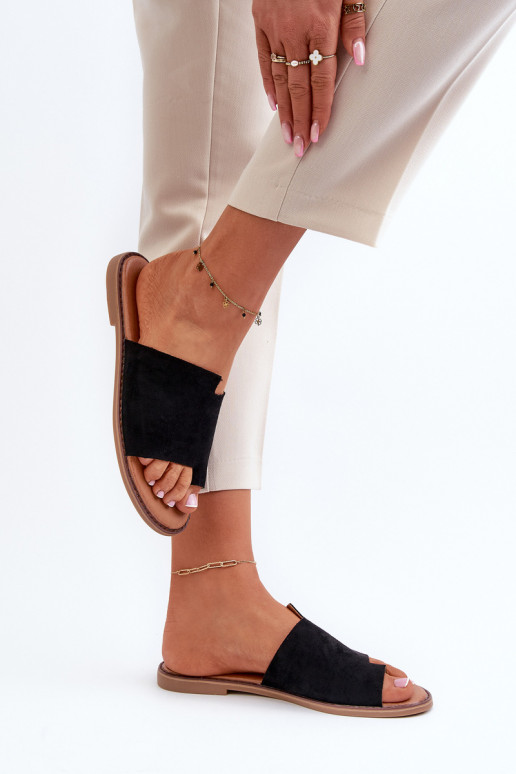 chinelos de camurça cor preta Amite chinelos de camurça cor preta Amite