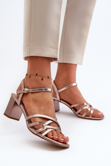 Sandálias femininas de salto alto Sergio Leone SK065 douradas