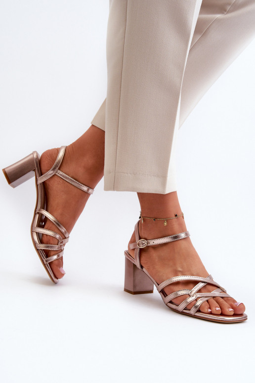 Sandálias femininas de salto alto Sergio Leone SK065 douradas