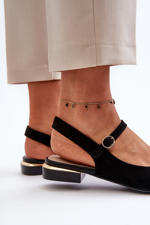 Sergio Leone SK831 Bailarinas pretas de salto baixo e bico aberto