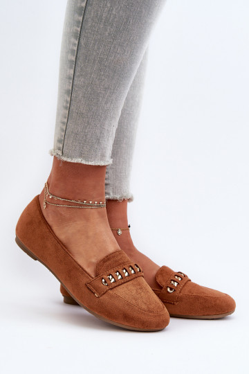 Mocassins brilhantes com correntes em Aredilla marrom