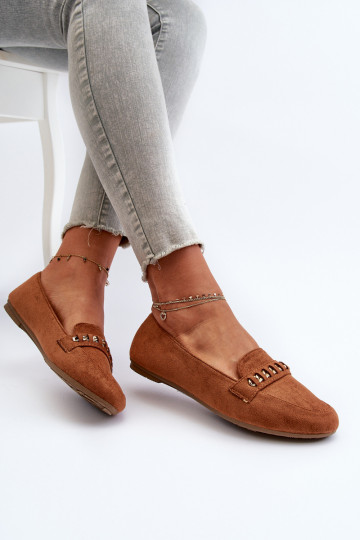 Mocassins brilhantes com correntes em Aredilla marrom 2