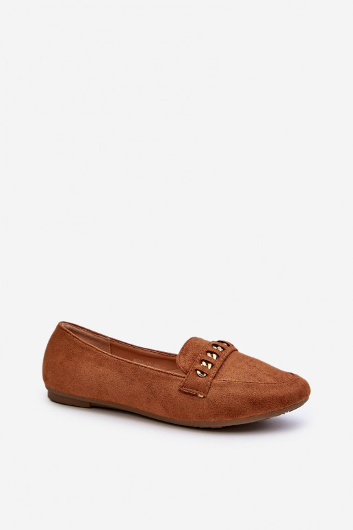 Mocassins brilhantes com correntes em Aredilla marrom