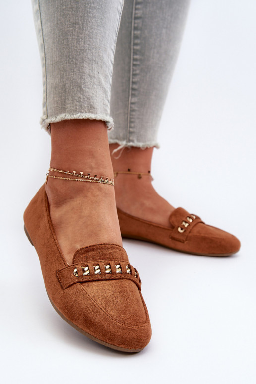 Mocassins brilhantes com correntes em Aredilla marrom