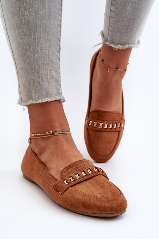 Mocassins brilhantes com correntes em Aredilla marrom