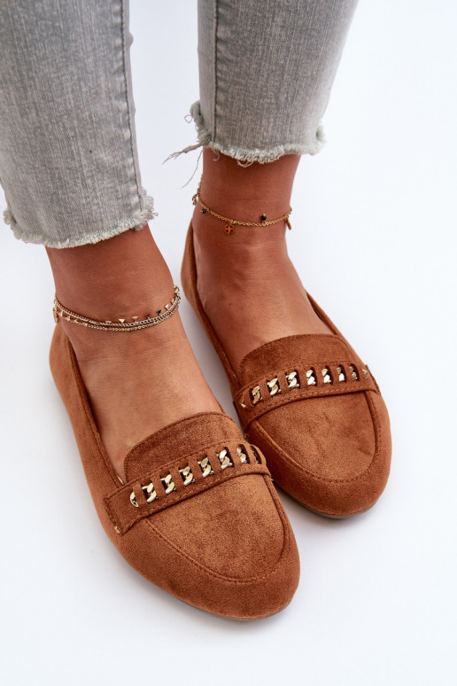 Mocassins brilhantes com correntes em Aredilla marrom