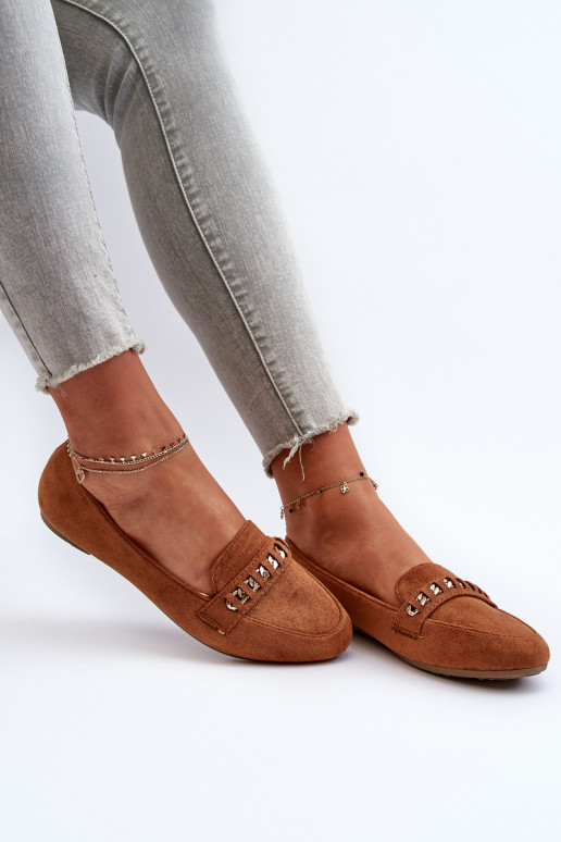 Mocassins brilhantes com correntes em Aredilla marrom