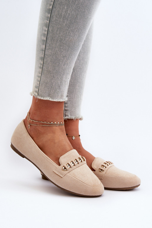 Mocassins brilhantes com correntes em Aredilla bege Mocassins brilhantes com correntes em Aredilla bege